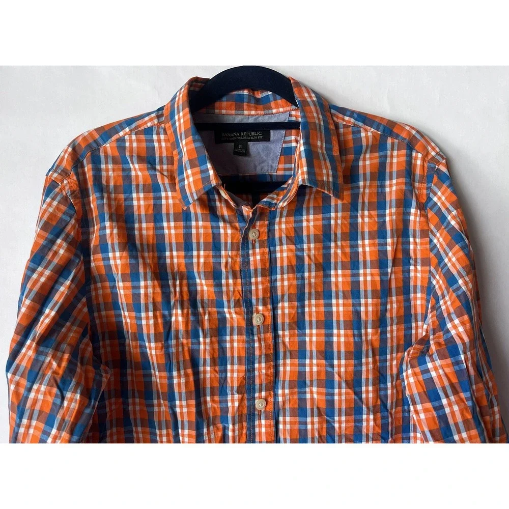 BANANA REPUBLIC TAILORED SLIM FIT 100% COTTON SHIRT‎ ORANGE Sz SMALL